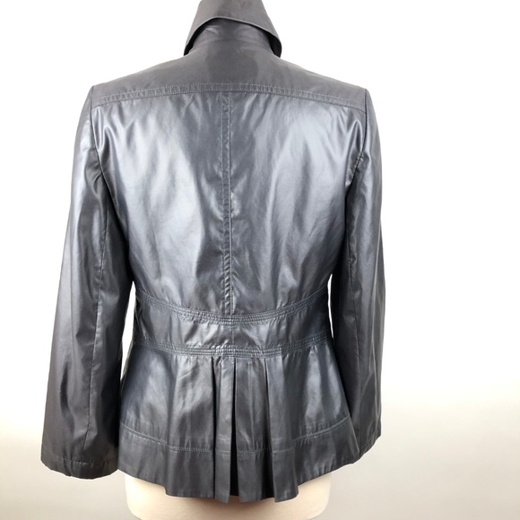 Emil Rutenberg M Pleated Peplum Jacket Zip Gray - Picture 2 of 8